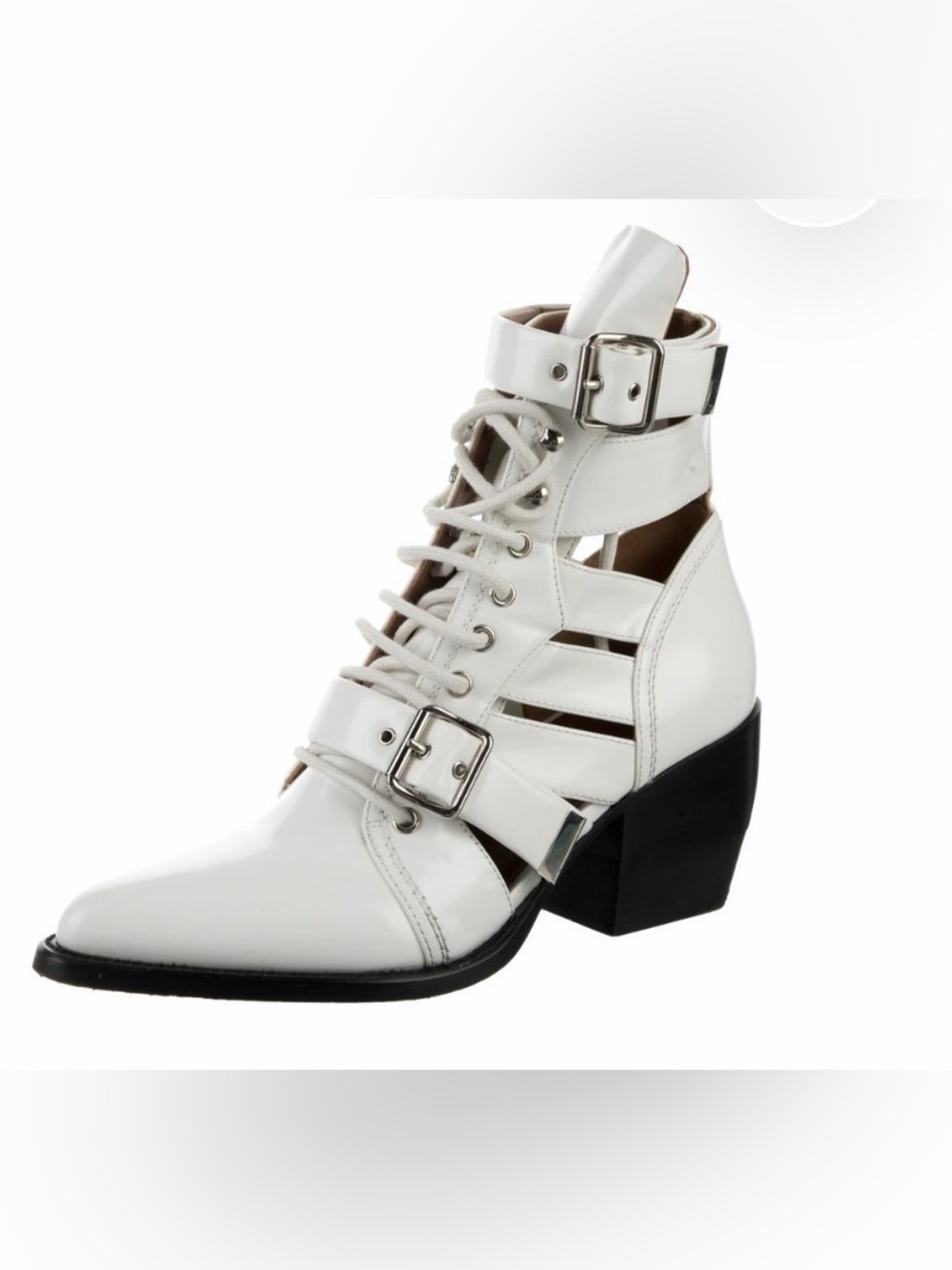 Chloé Leather Cutout Accent Lace-Up Ankle Boots 🤍🖤